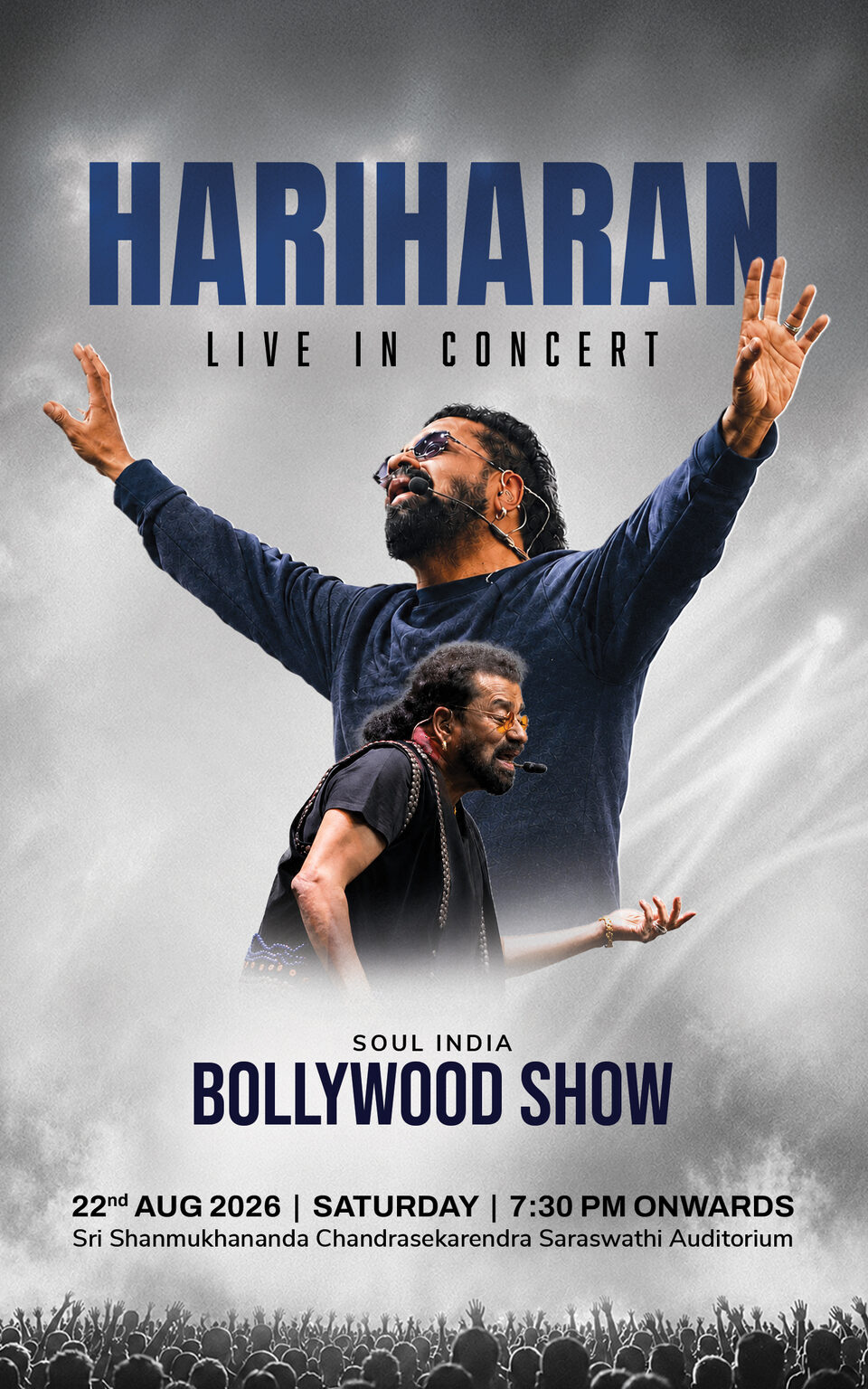 Hariharan Live in Concert, Soul India Bollywood Show, 22 August 2026, Sri Shanmukhananda Auditorium, Mumbai